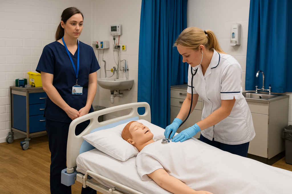 Foreign nurses practicing OSCE in a UK simulation lab for better exam readiness